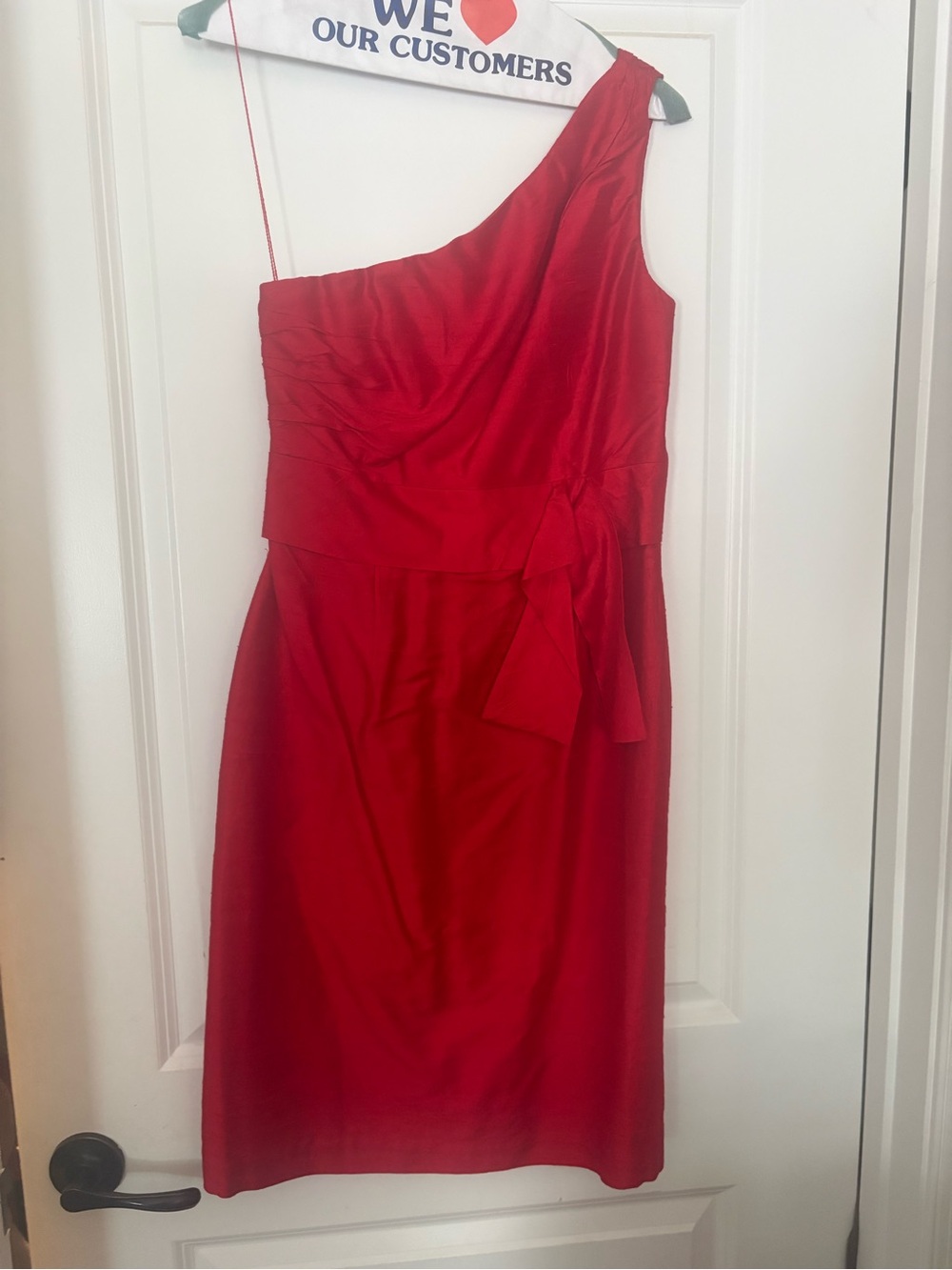 Donna Morgan Red One-Shoulder Cocktail Dress with Waist Tie